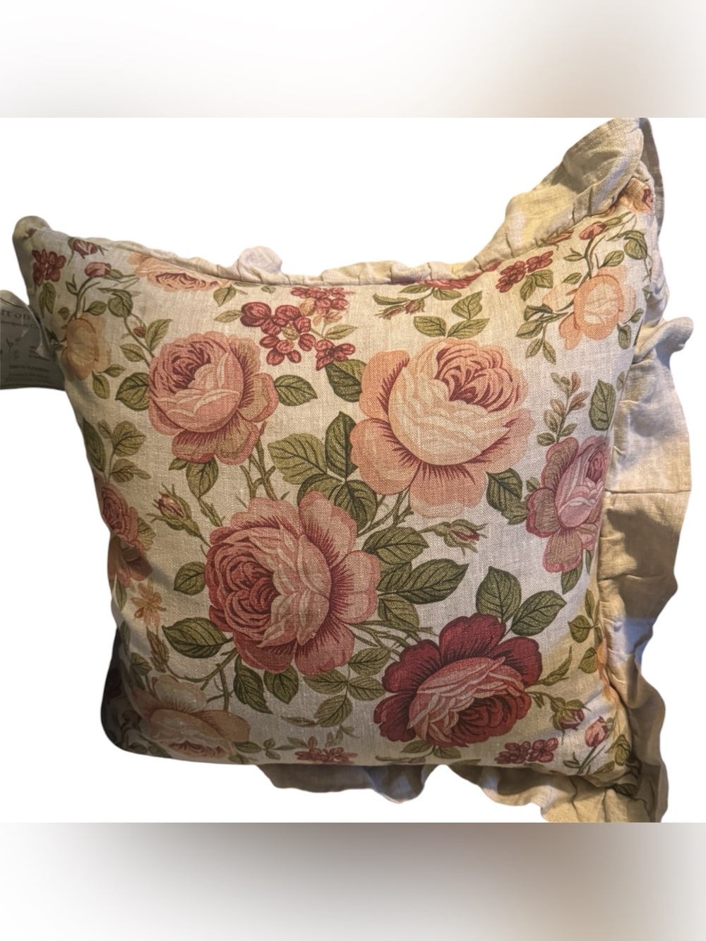 A World Traveler European Collection 100% Linen Decorative Cushion NWT